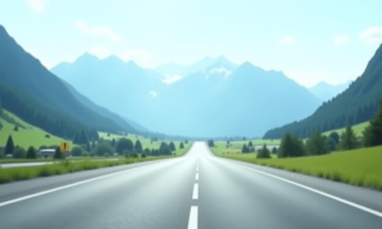 Swiss highway with alpine backdrop